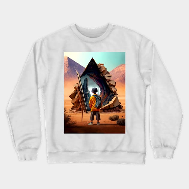 Wonderment a Time Travel Odyssey: A Journey to a Dystopian Future Crewneck Sweatshirt by Puff Sumo